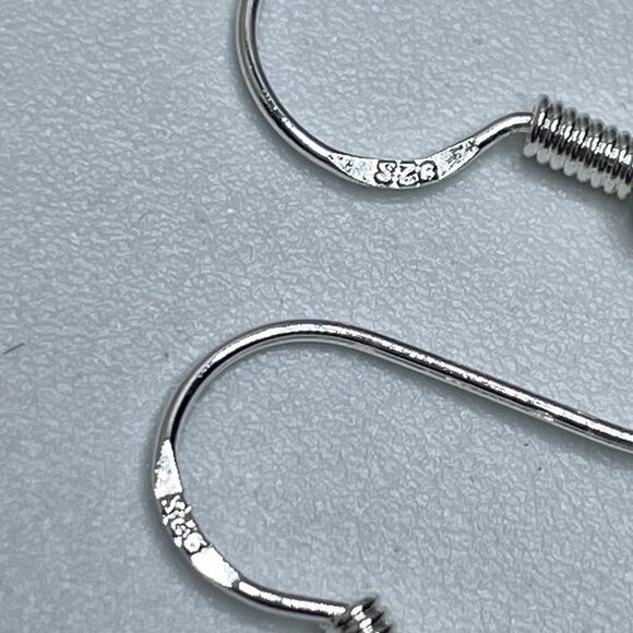 Artisan Silver Plated Light Gray Jade Stone Beaded Dangle Earrings Boho Cute - Picture 4 of 7